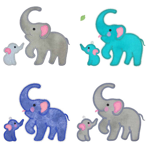 GO! Elephant Family Set  Embroidery Patterns by V-Stitch Designs