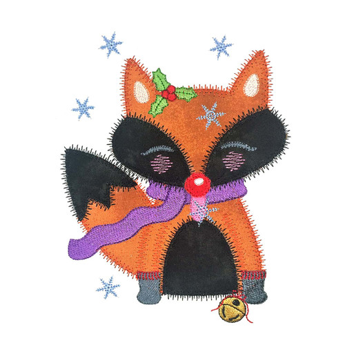 GO! Fox Catching Snowflakes Embroidery Pattern by V-Stitch Designs