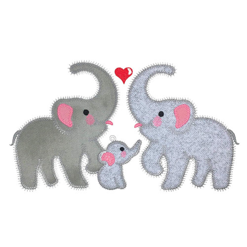 GO! Happy Elephant Family Embroidery Pattern by V-Stitch Designs