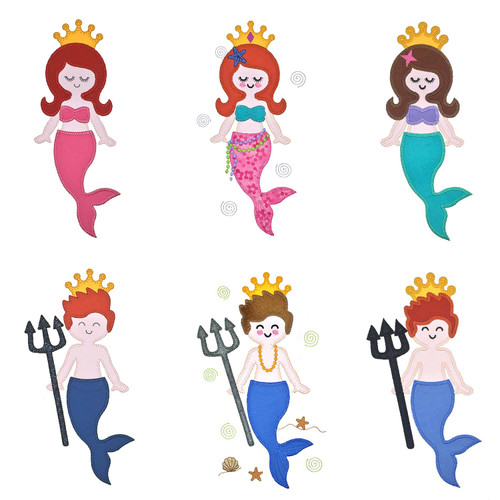 GO! Mermaid King and Queen Set  Embroidery Patterns by V-Stitch Designs