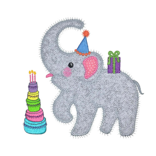 GO! Party Elephant  Embroidery Pattern by V-Stitch Designs