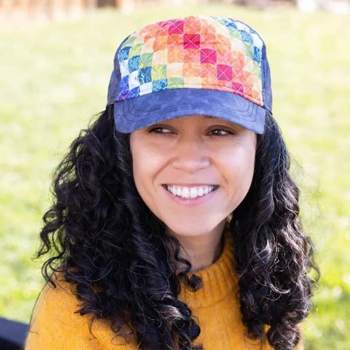 GO! Rainbow Pixel Trucker Hat Pattern by Chris Marchini of Rose City Originals