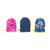 Three colorful handmade fabric oven mitts are displayed on a white background.