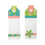 Colorful fabric towels with floral patterns and buttoned hanging loops