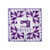 Purple quilt featuring geometric patterns and a sewing machine motif in the center.