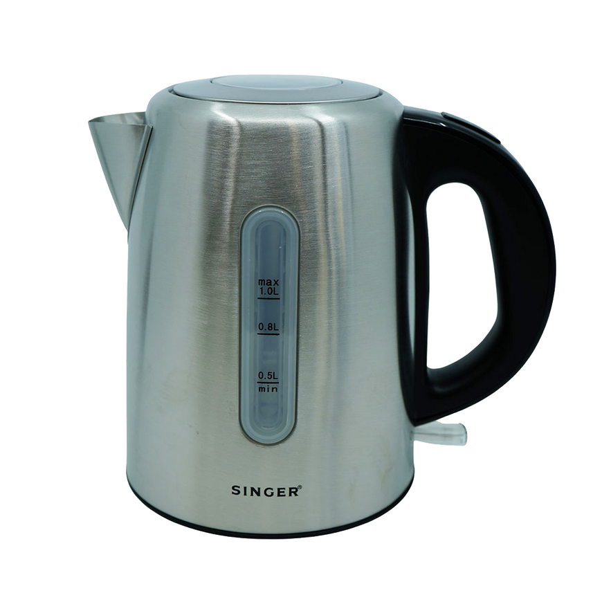 SINGER® 1 Litre Stainless Steel Kettle Front view