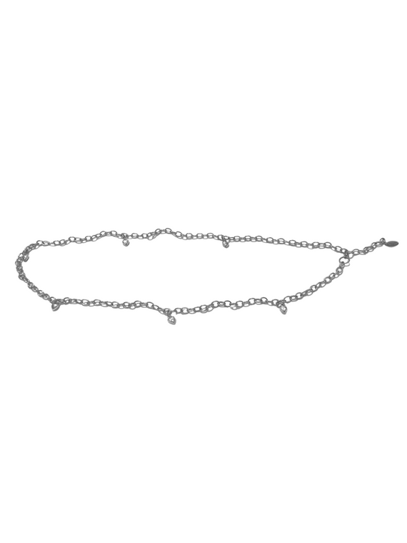 Adjustable silver hearts chain belt