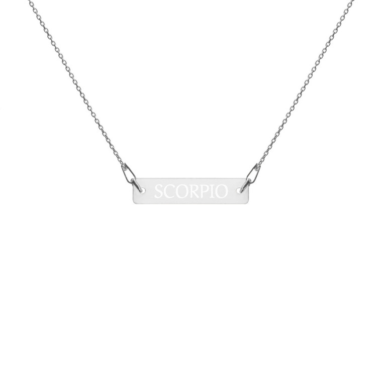 SCORPIO Engraved Bar Chain Necklace (gold, silver, rose gold options)