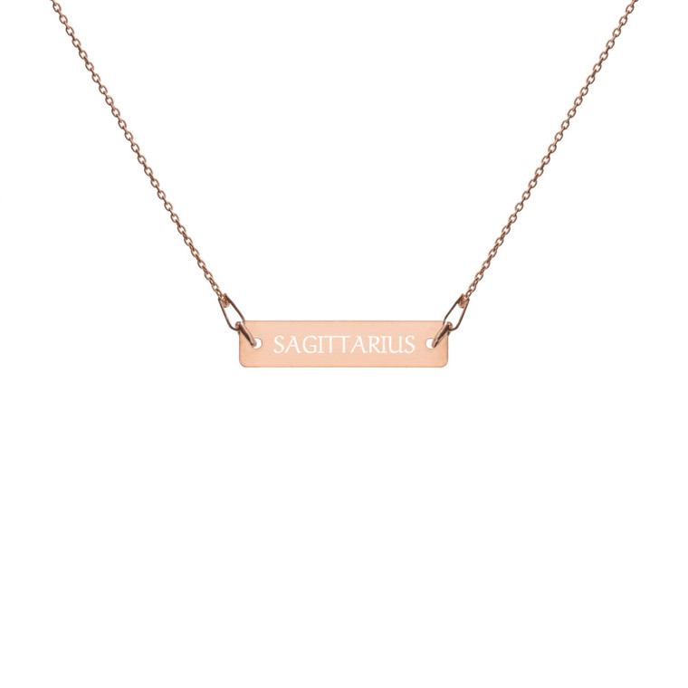 SAGITTARIUS Engraved Bar Chain Necklace (gold, silver, rose gold)
