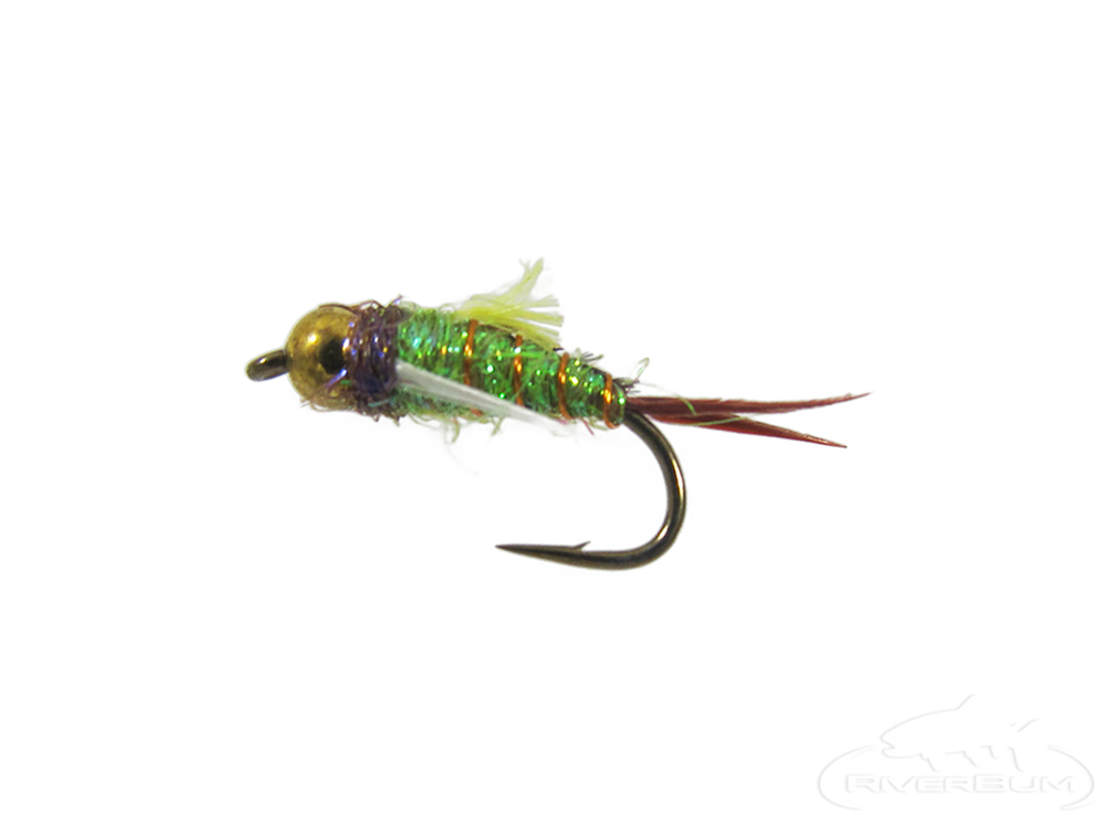 Psycho Prince Caddis Nymph, Green Bead Head Signature