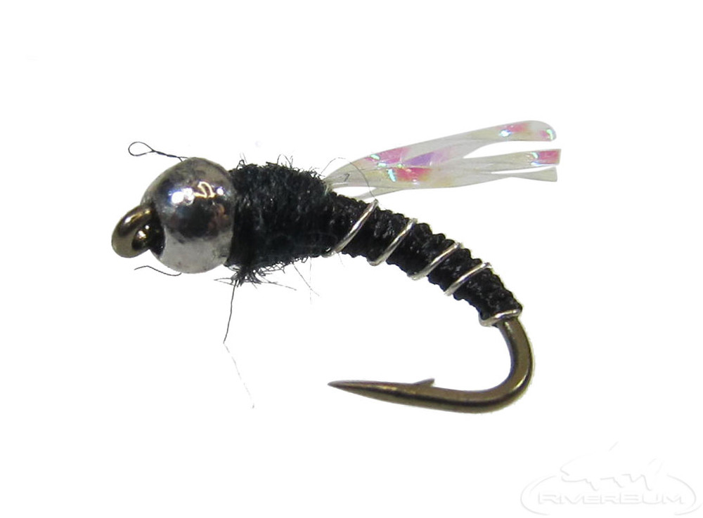 Crystal Midge, Black, Tungsten Bead