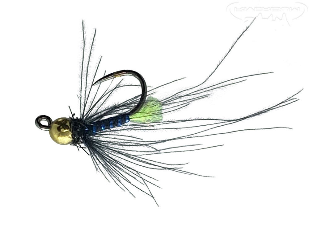 Competition Jiggy Nymph Black Blue Chartreuse Tag