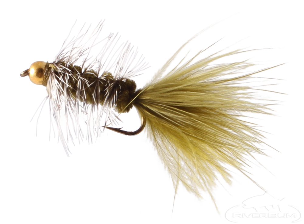 Wooly Bugger, Bead Head, Olive-Grizzly - Bass Fishing Fly