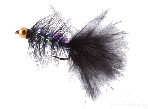 Krystal Flash Bugger, Bead Head, Black/Purple Body 