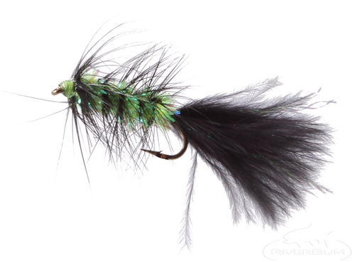 Krystal Flash Bugger, Black/Chartreuse Body