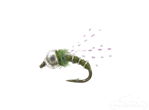 Crystal Midge, Olive, Tungsten Bead