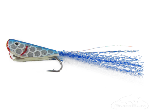 Popper Mylar Blue & White S1 Fishing Fly, Saltwater