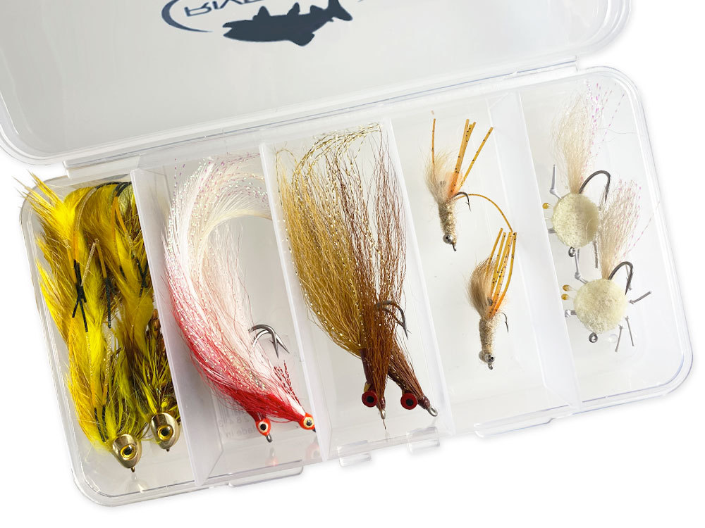 RiverBum Redfish Flies Assortment Kit with Fly Box, Crazy Charlie