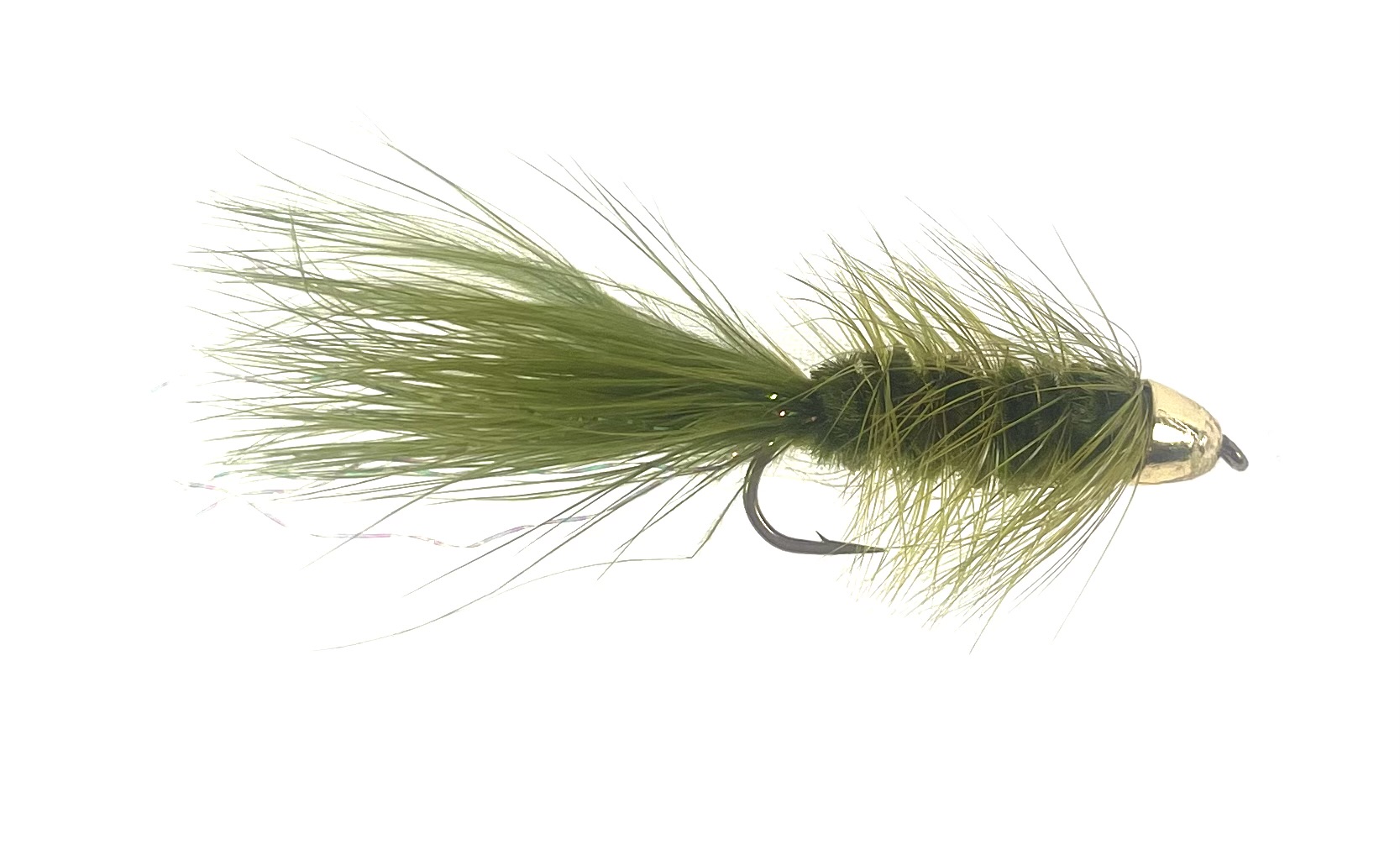 Wooly Bugger, Cone Head, Rubber Legs, Olive - Bass Fly Fishing Fly
