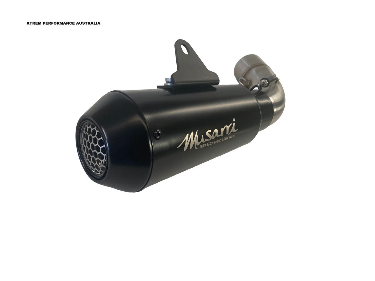 Laser engraved Musarri logo GPx exhaust Black