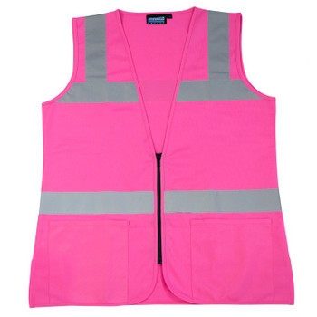 61910 ERB S721 Non ANSI Ladies Fitted Tricot Hi Viz Pink M Safety Apparel - Aware Wear & Hi Viz Ts
