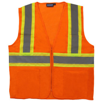 61824 ERB S383P Class 2 Mesh Hi Viz Orange Contrasting Trim Large Safety Apparel - Aware Wear & Hi Viz Ts