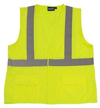 65011 ERB S190 Class 2 Fame Retardant Treated Vest Hi Viz Lime Large Safety Apparel - Aware Wear & Hi Viz Ts