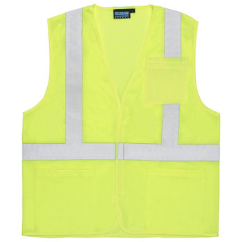 61635 ERB S362P Class 2 Economy Hi Viz Lime with pockets 5X Safety Apparel - Aware Wear & Hi Viz Ts