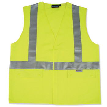 61343 ERB S364 Class 2 Snap Pockets Hi Viz Lime 2X Safety Apparel - Aware Wear & Hi Viz Ts