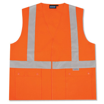 61353 ERB S364 Class 2 Snap Pockets Hi Viz Orange 2X Safety Apparel - Aware Wear & Hi Viz Ts