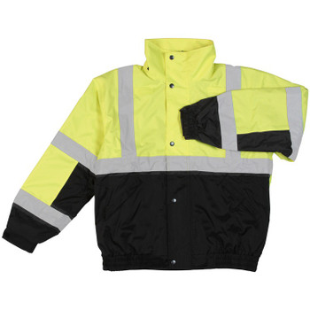 61594 ERB W106 Class 2 Bomber Jacket Hi Viz Lime and Black 2X Safety Apparel - Aware Wear & Hi Viz Ts