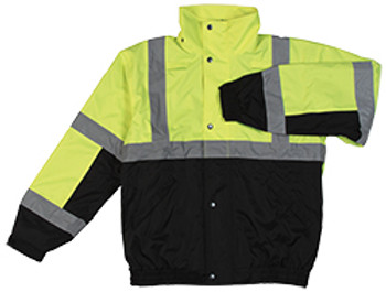 62165 ERB S106T Tall Class 2 Bomber Jacket Hi Viz Lime and Black MD Safety Apparel - Aware Wear Cold Weather Wear