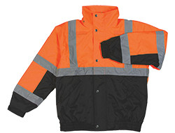 62175 ERB S106T Tall Class 2 Bomber Jacket Hi Viz Orange and Black XL Safety Apparel - Aware Wear Cold Weather Wear