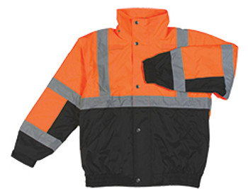 62179 ERB S106T Tall Class 2 Bomber Jacket Hi Viz Orange and Black 5X Safety Apparel - Aware Wear Cold Weather Wear