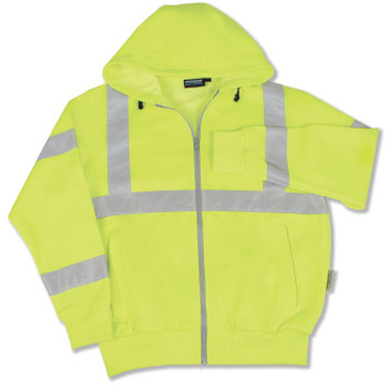 61529 ERB W375 Class 3 Hooded Sweatshirt Hi Viz Lime 3X Safety Apparel - Aware Wear Cold Weather Wear