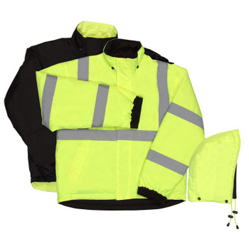 62051 ERB W442 Class 3 Reversible Bomber Jacket Hi Viz Lime Medium Safety Apparel - Aware Wear Cold Weather Wear