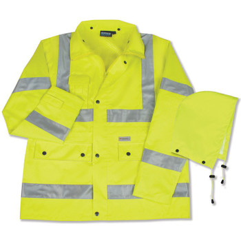 61480 ERB S371 Class 3 Raincoat Hi Viz Lime Medium Safety Apparel - Aware Wear & Hi Viz Ts