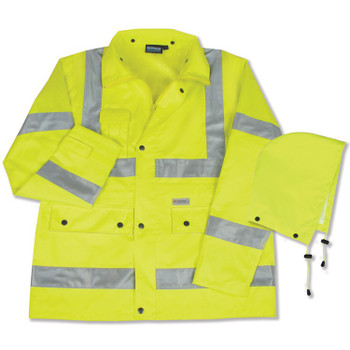 61484 ERB S371 Class 3 Raincoat Hi Viz Lime 3X Safety Apparel - Aware Wear & Hi Viz Ts