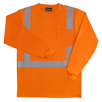 61800 ERB 9602S Long Sleeve T-Shirt Hi Viz Orange LG Safety Apparel - Aware Wear & Hi Viz Ts