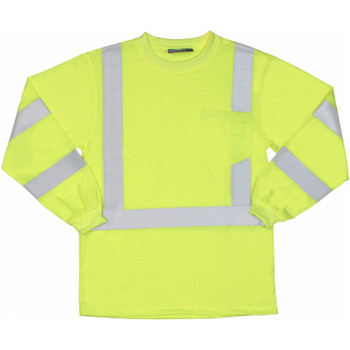 62126 ERB 9802S Class 3 Long Sleeve Hi Viz Lime 3X Safety Apparel - Aware Wear & Hi Viz Ts