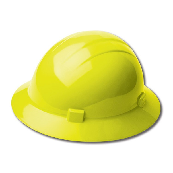 19228 ERB Americana Full Brim Mega Ratchet Hi Viz Yellow hard hats