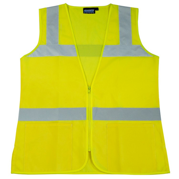 61917 ERB S720 Class 2 Ladies Fitted Tricot Lime L Safety Apparel - Aware Wear & Hi Viz Ts