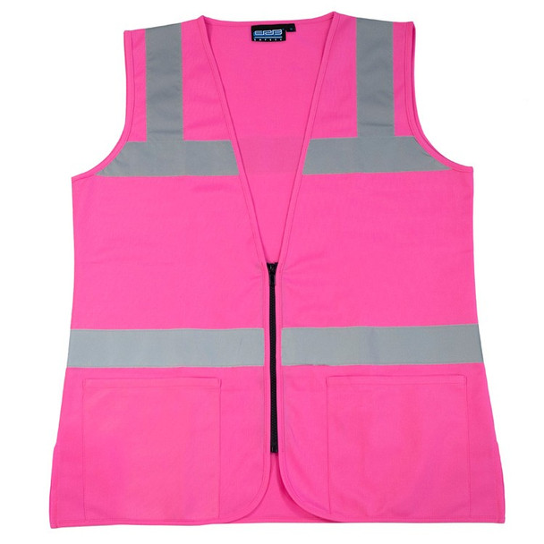 61924 ERB S721 Non ANSI Ladies Fitted Tricot Hi Viz Pink 4X Safety Apparel - Aware Wear & Hi Viz Ts