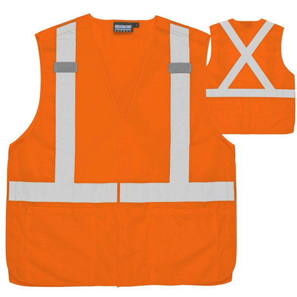 61741 ERB S101 Class 2 Break-Away X-Back Hi Viz Orange Large Safety Apparel - Aware Wear & Hi Viz Ts
