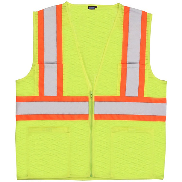 61815 ERB S383P Class 2 Mesh Hi Viz Lime Contrasting Trim Medium Safety Apparel - Aware Wear & Hi Viz Ts