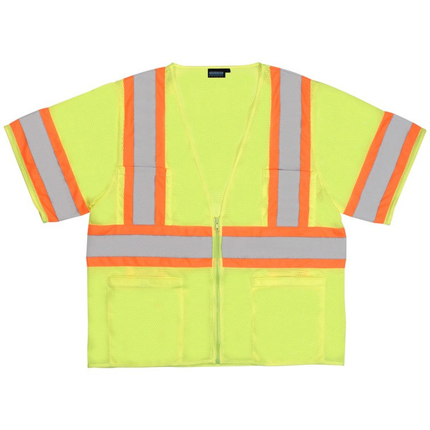 62142 ERB S683P Mesh Contrasting Trim Hi Viz Lime 5X Safety Apparel - Aware Wear & Hi Viz Ts