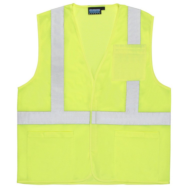 61630 ERB S362P Class 2 Economy Hi Viz Lime with pockets Large Safety Apparel - Aware Wear & Hi Viz Ts