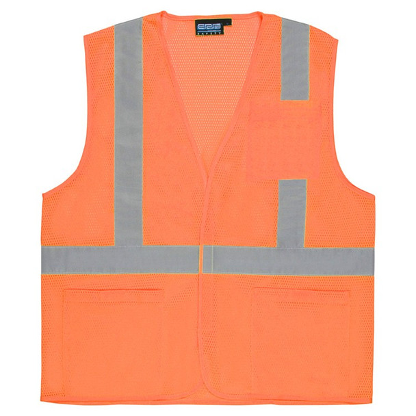 61640 ERB S362P Class 2 Economy Hi Viz Orange with pockets X-Large Safety Apparel - Aware Wear & Hi Viz Ts