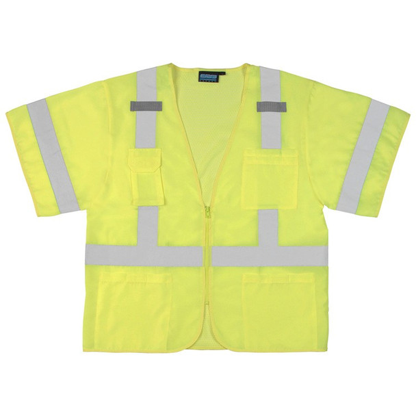 61612 ERB S852 Class 3 Front/Mesh Back Hi Viz Lime Large Safety Apparel - Aware Wear & Hi Viz Ts