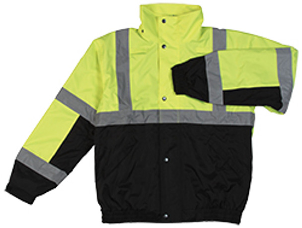 62166 ERB S106T Tall Class 2 Bomber Jacket Hi Viz Lime and Black LG Safety Apparel - Aware Wear Cold Weather Wear